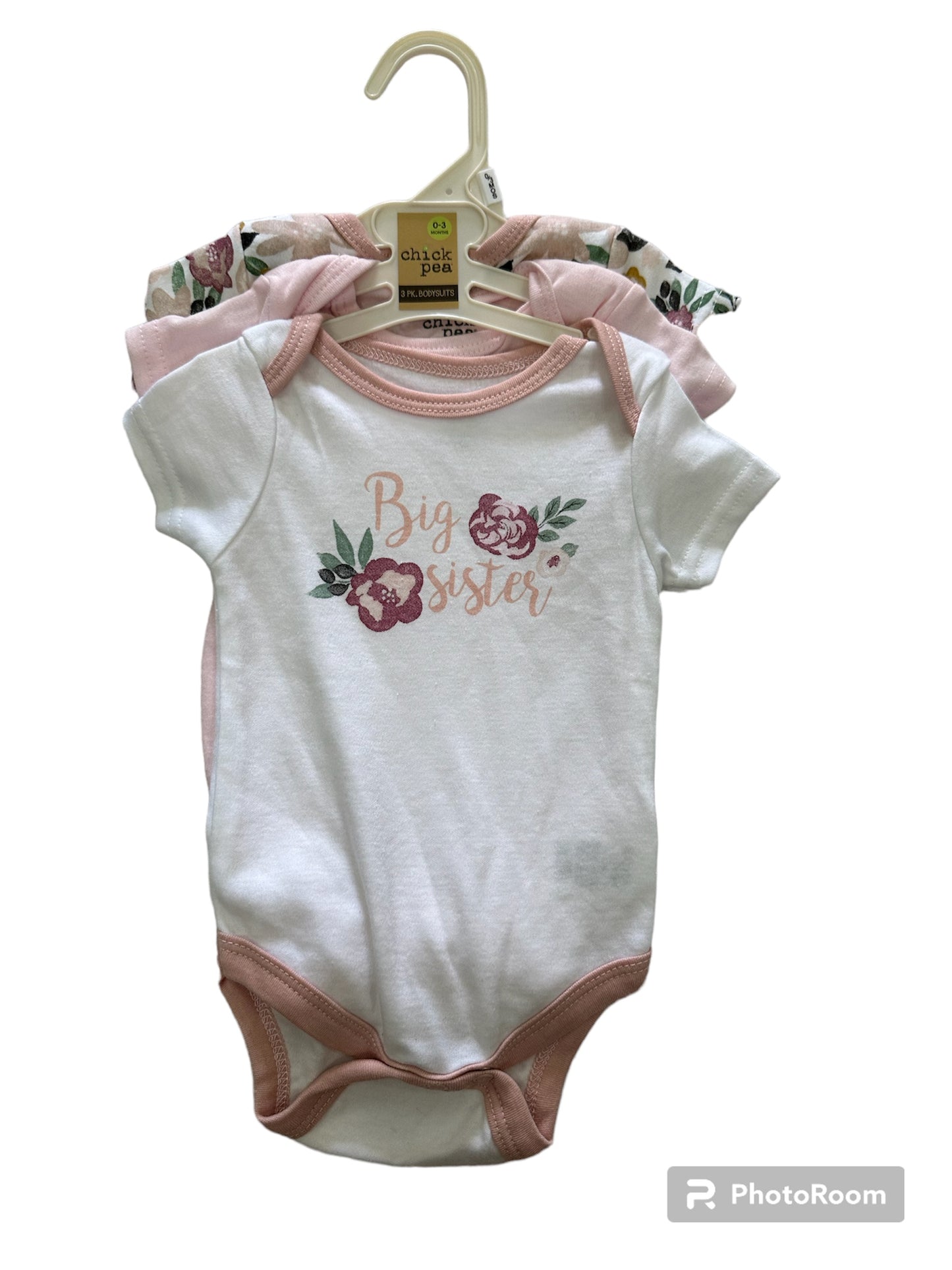 Chick Pea Set de 3 Onesies Flores Rosas