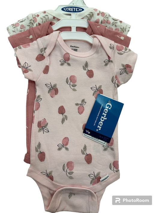 Gerber set 3 onesies flores rosas